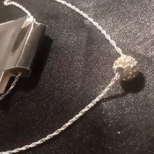 Delicate rhinestone bead on a silver twisted chain 16 inches long